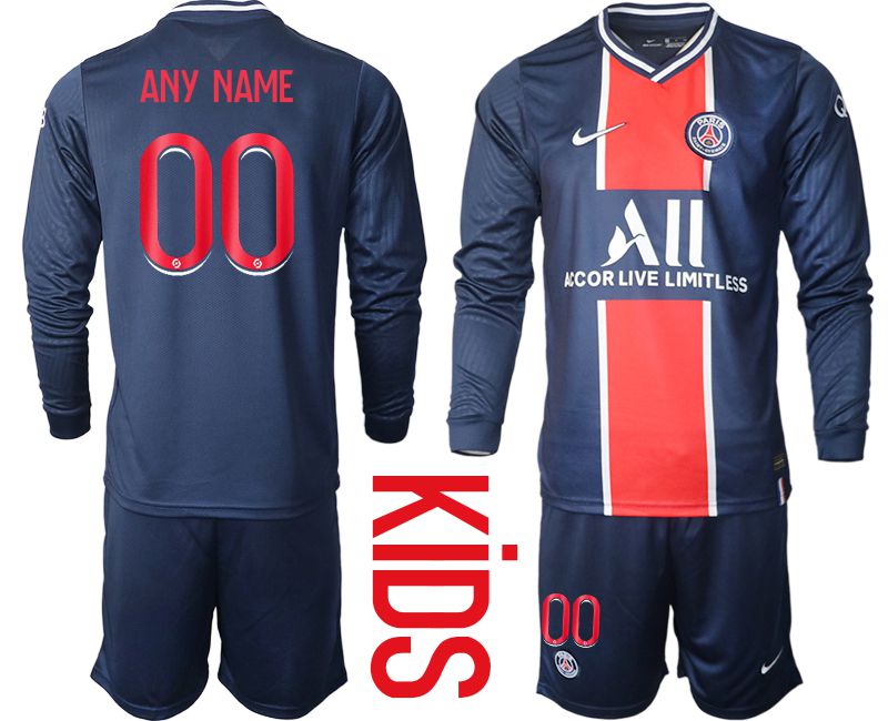 Youth 2020-2021 club Paris St German home long sleeve customized blue Soccer Jerseys->paris st german jersey->Soccer Club Jersey